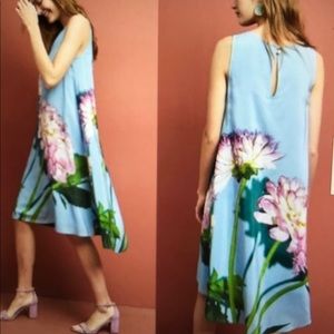 by Anthropologie floral peony silk dress